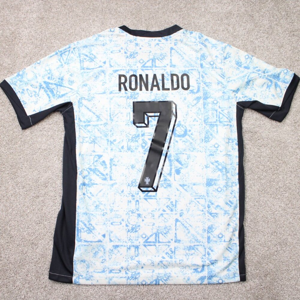 Ronaldo Jersey Mens Small Blue 2024 Portugal National Team Soccer Away Blue S/S